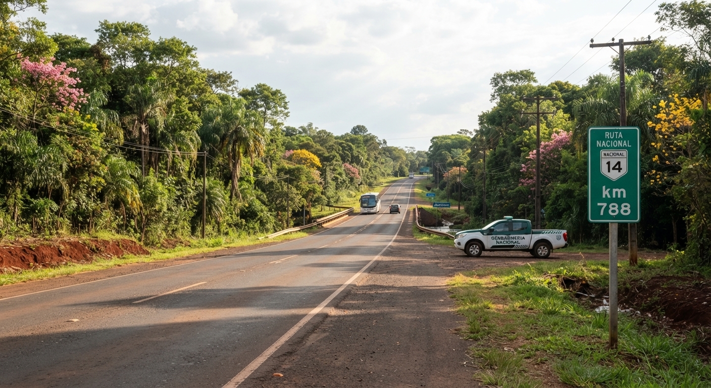 Corte total en la Ruta Nacional N°14 - Apóstoles, Misiones. 