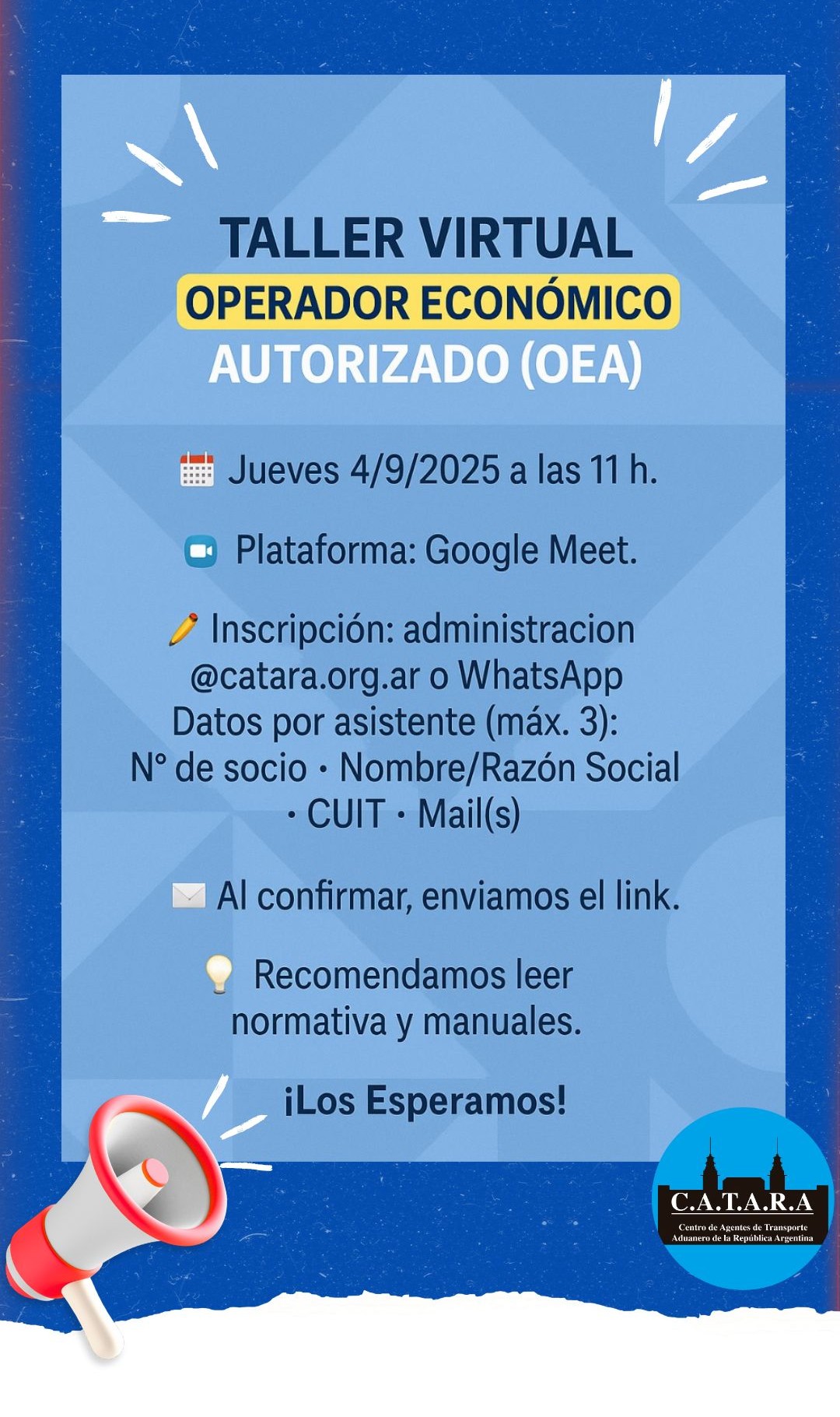 📢 Se viene el TALLER OEA. Inscribite❗