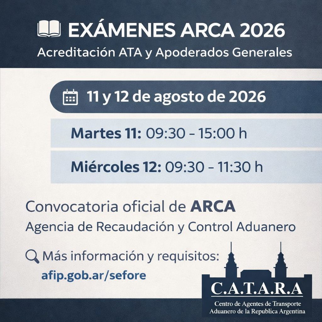 EXÁMENES ARCA: ATA 11 y 12 AGOSTO DE 2026❗️